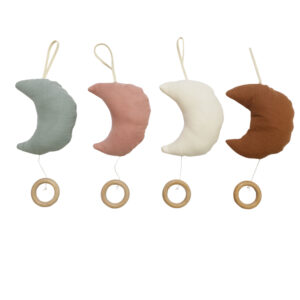 Måne Hængelegetøj til Slyngevugge – Blødt Baby Legetøj med Træring