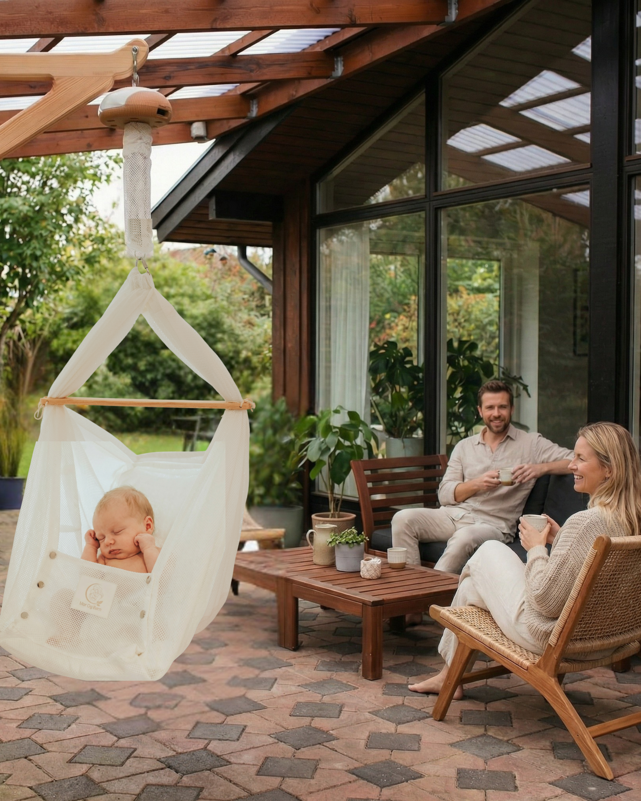 Leje Slyngevugge Premium- Vægmonteret skandinavisk træarm (indendørs/udendørs) med Balance Vuggemotor | Mor Og Børn - Billede 7